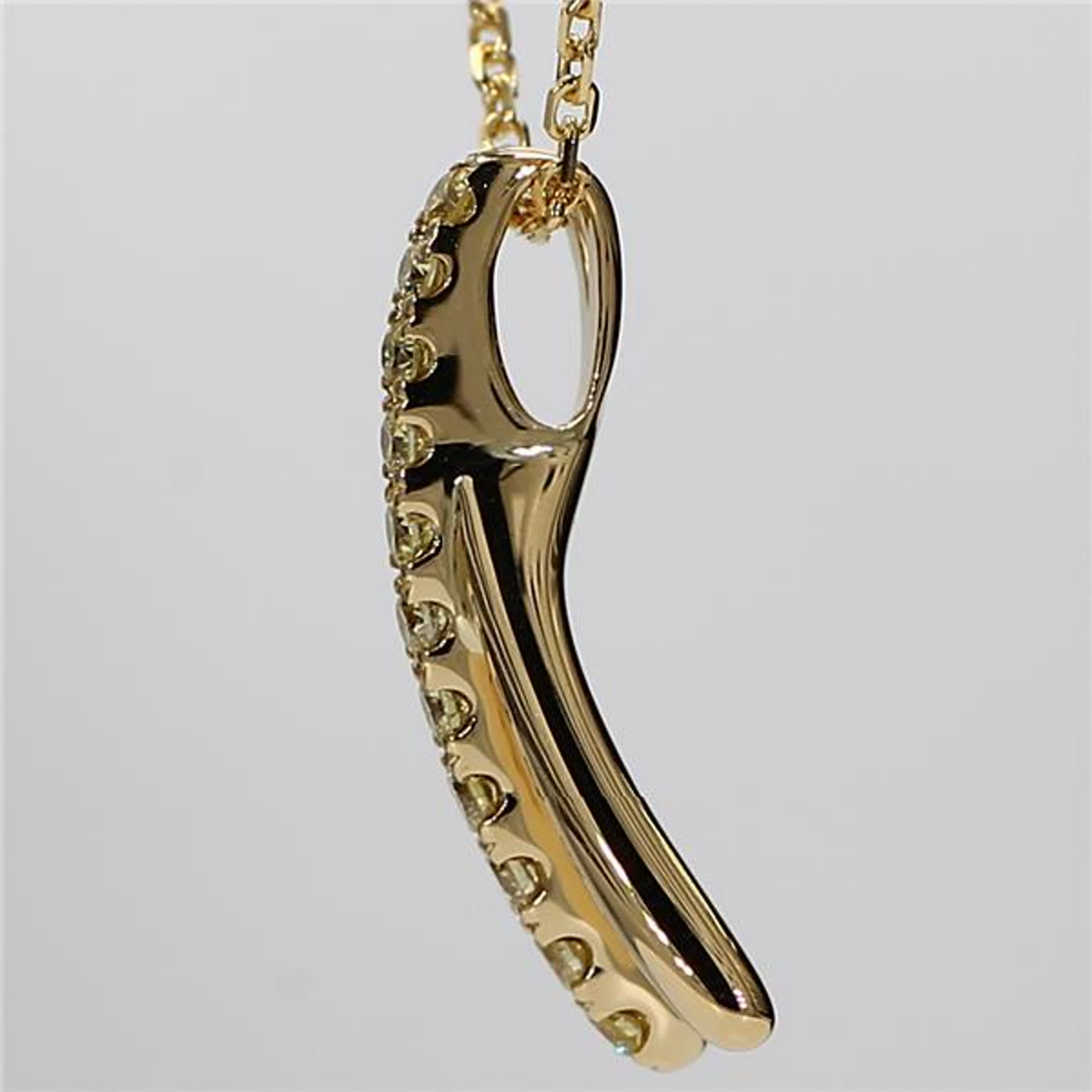 Natural Yellow Round Diamond .32 Carat TW Yellow Gold Drop Pendant
