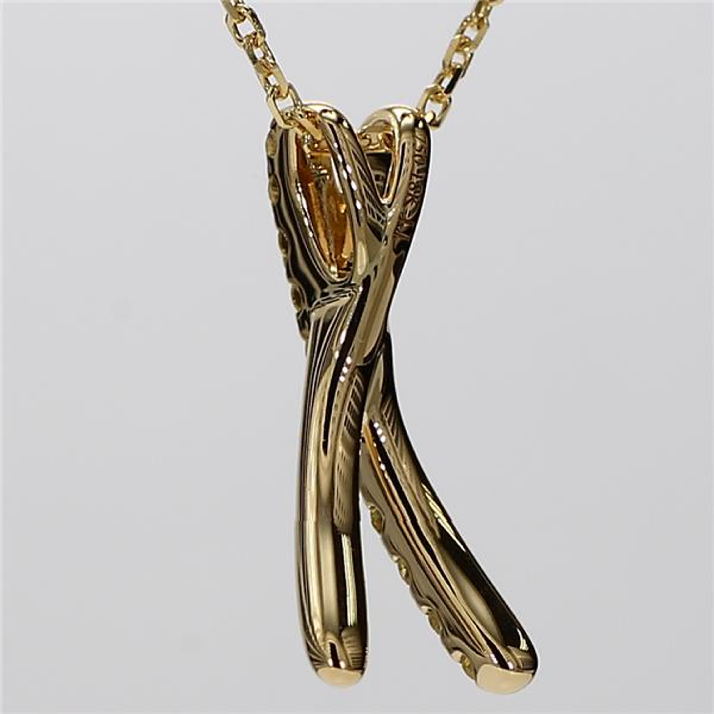 Natural Yellow Round Diamond .32 Carat TW Yellow Gold Drop Pendant