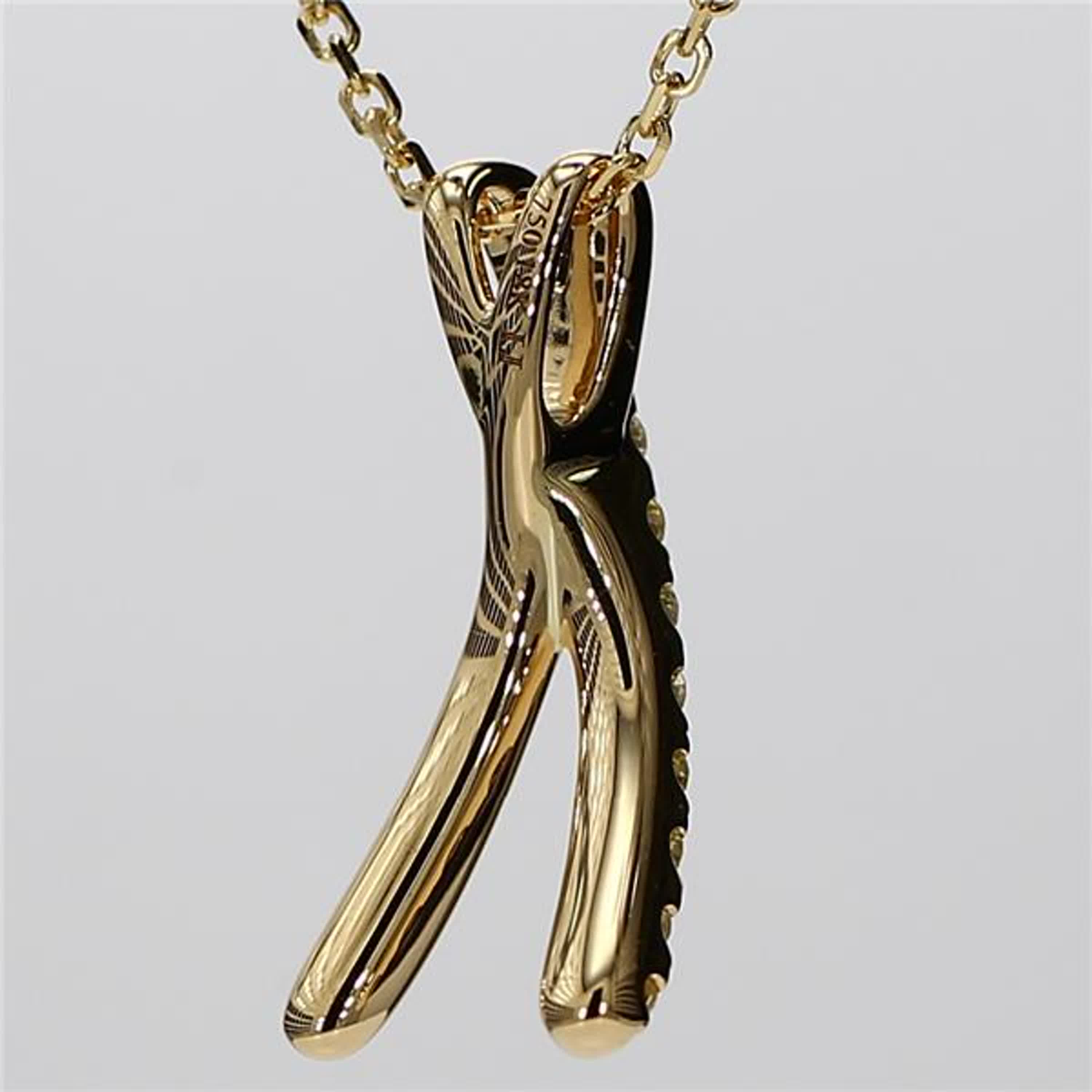 Natural Yellow Round Diamond .32 Carat TW Yellow Gold Drop Pendant