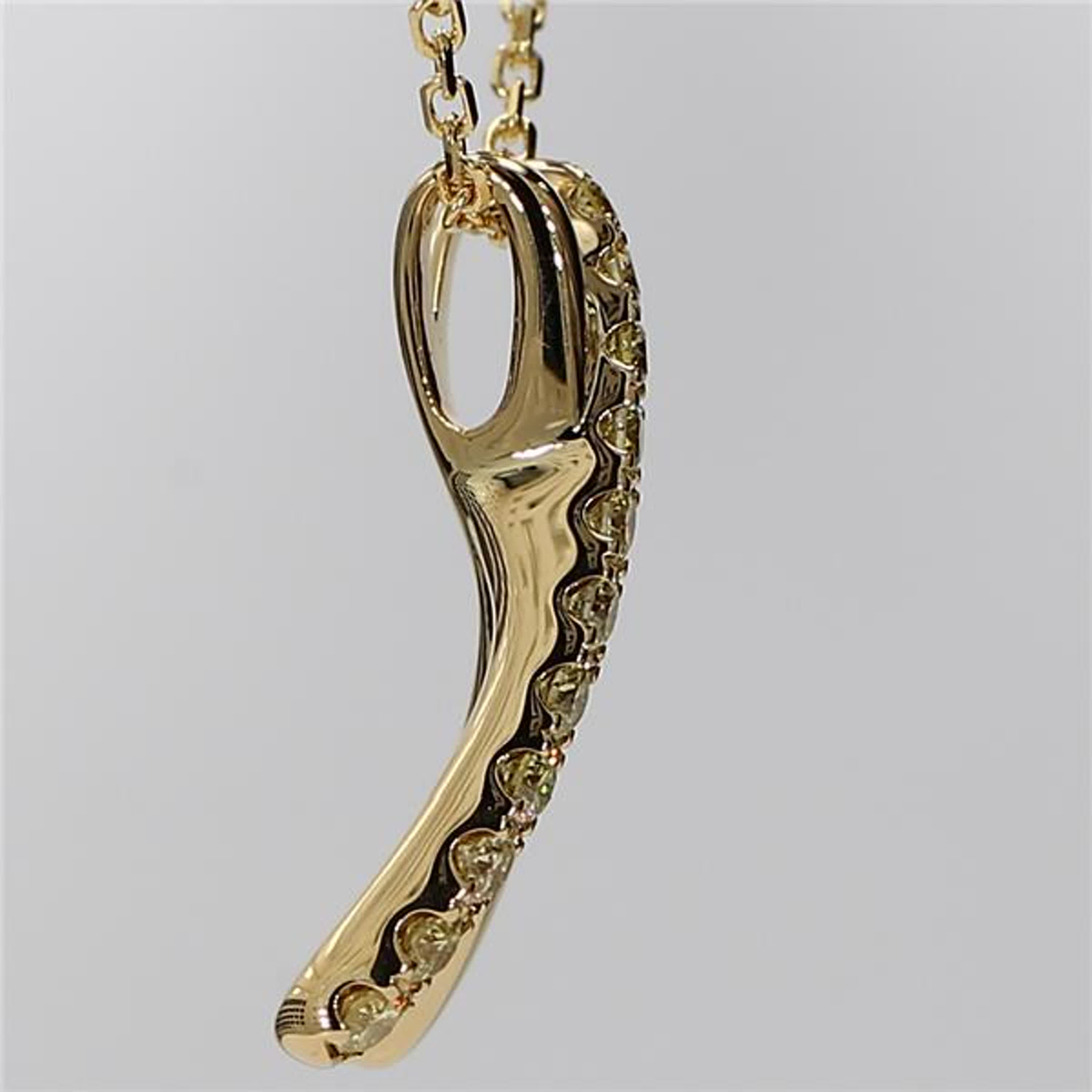 Natural Yellow Round Diamond .32 Carat TW Yellow Gold Drop Pendant