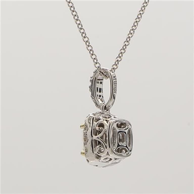 Natural Yellow Cushion and White Diamond .96 Carat TW Gold Drop Pendant