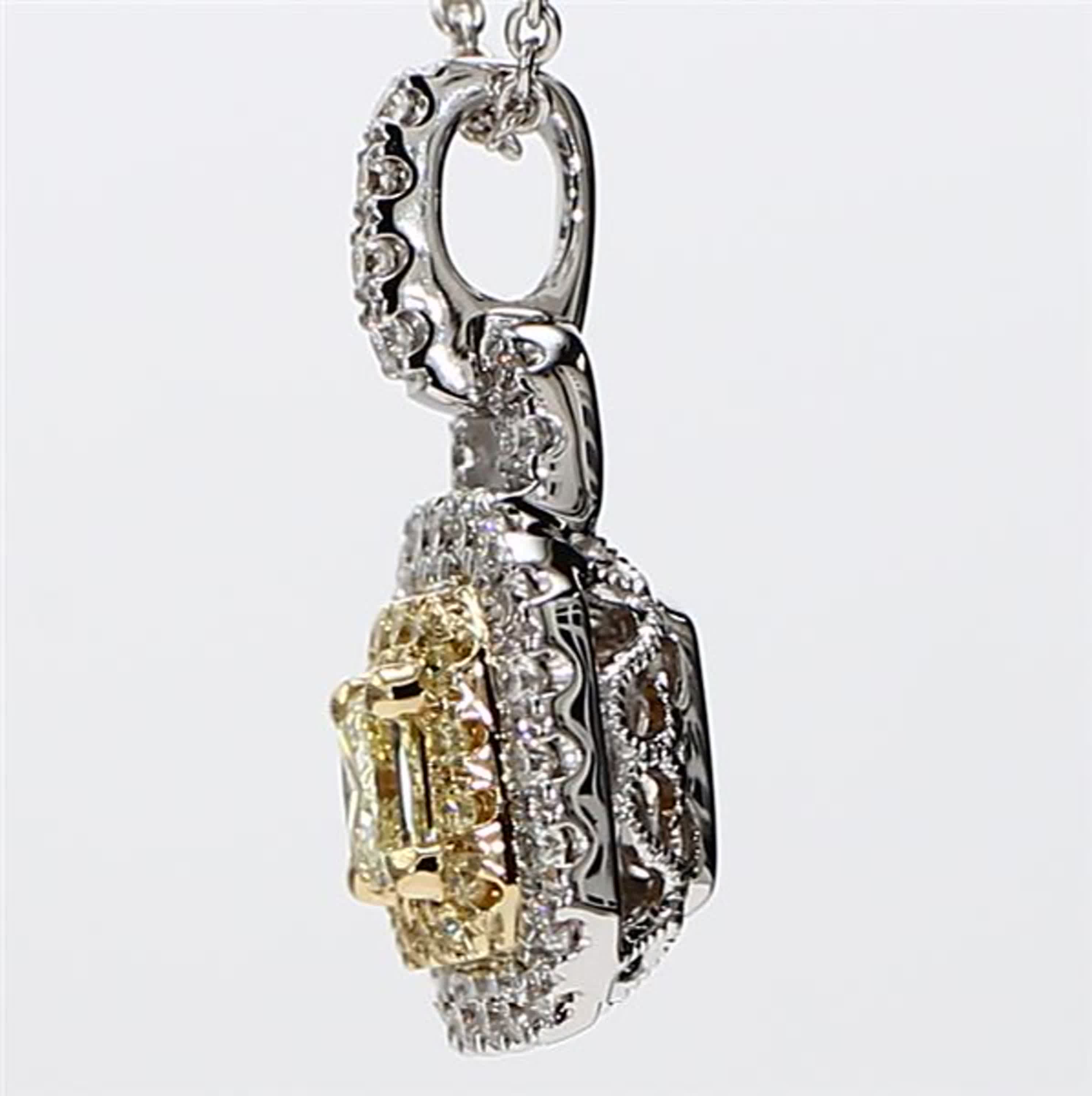 Natural Yellow Radiant and White Diamond .59 Carat TW Gold Drop Pendant