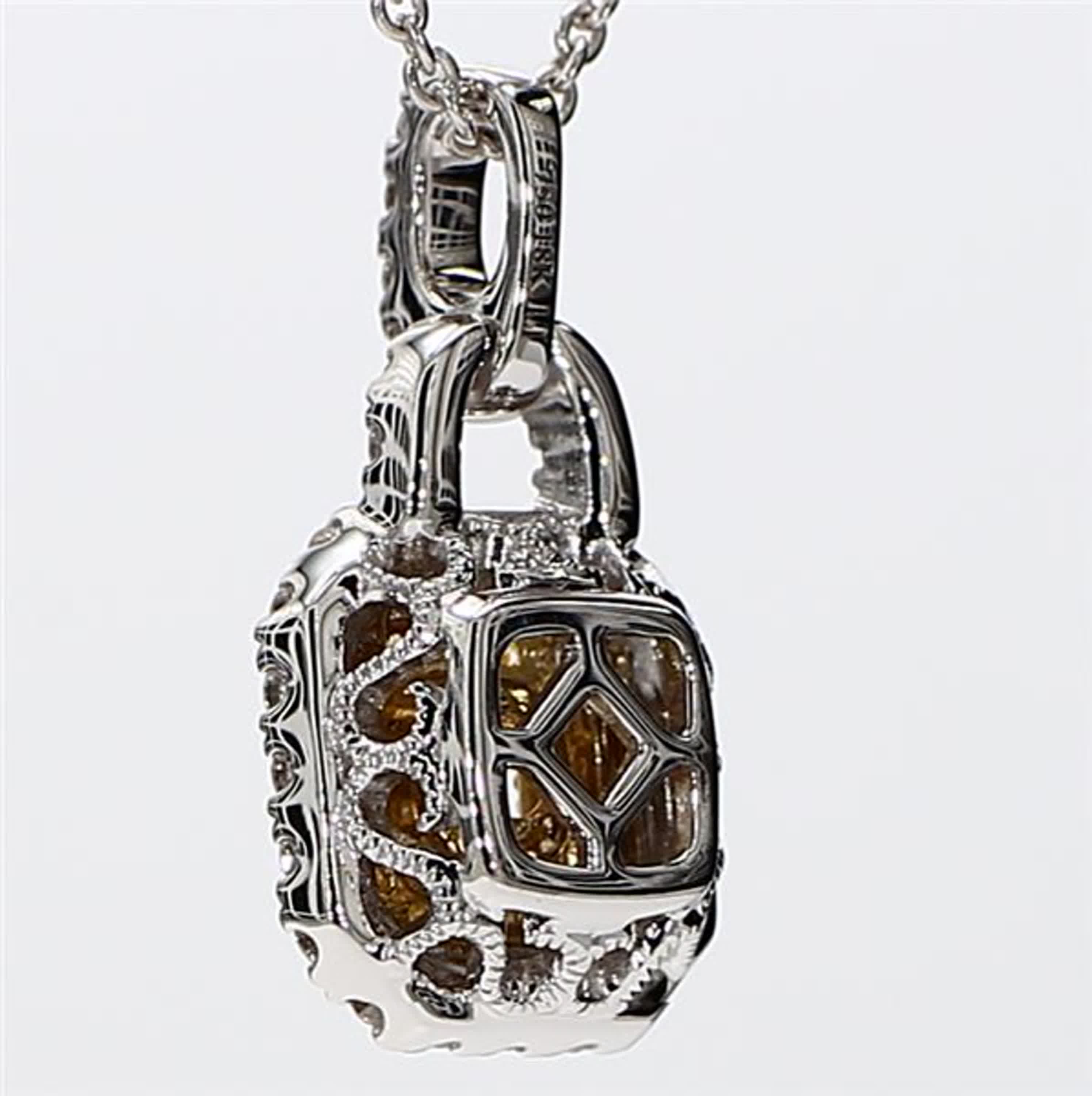 Natural Yellow Radiant and White Diamond .59 Carat TW Gold Drop Pendant