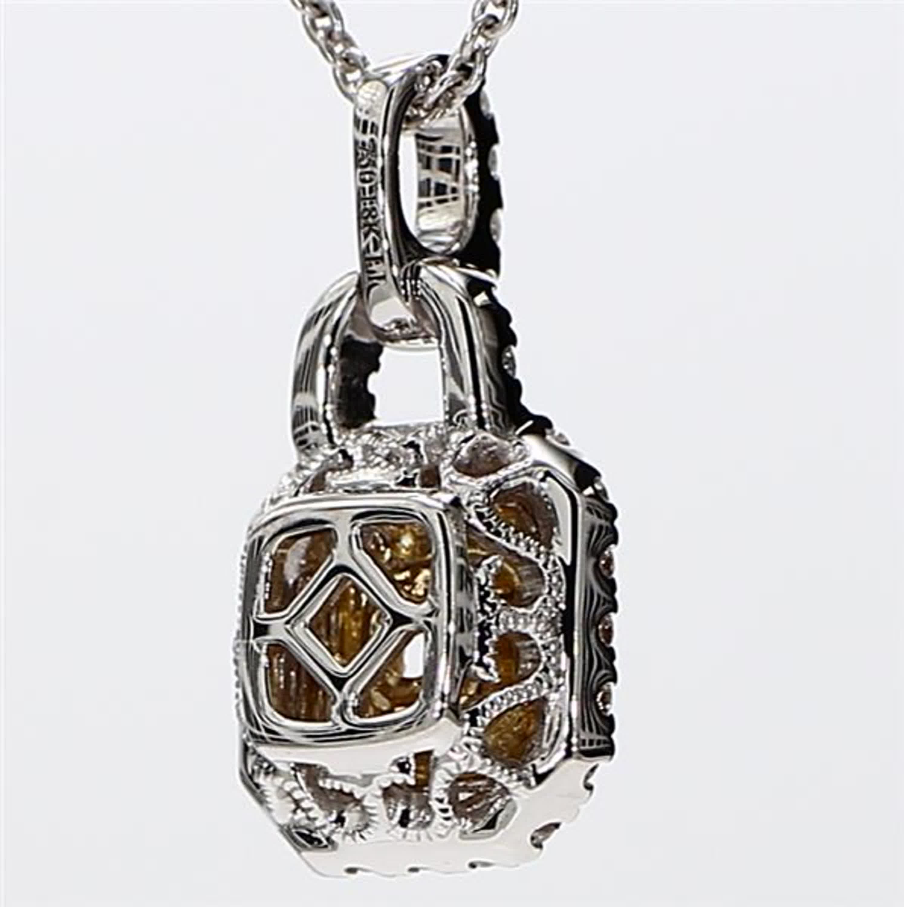 Natural Yellow Radiant and White Diamond .59 Carat TW Gold Drop Pendant