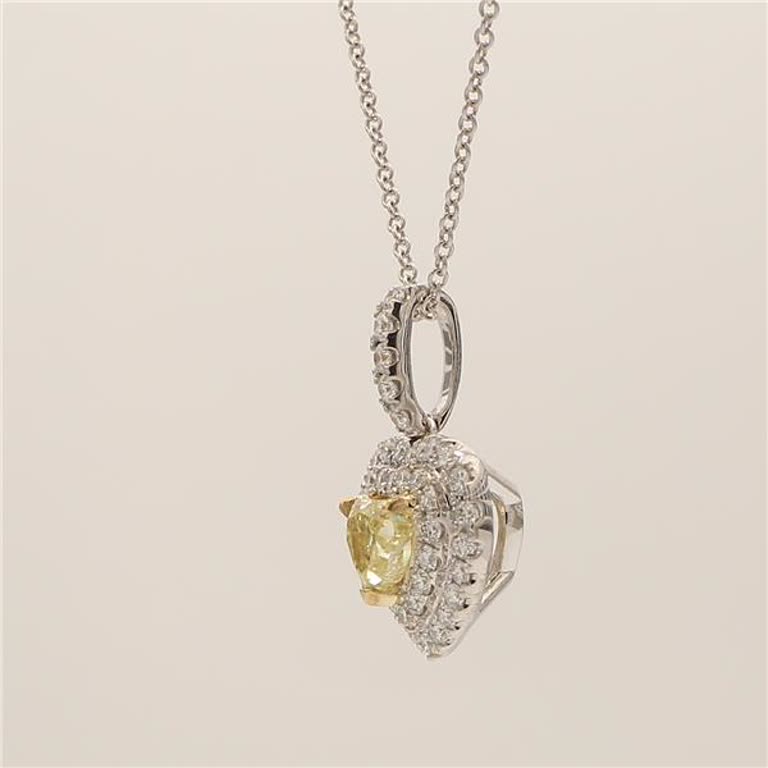 Natural Yellow Heart-Shape and White Diamond .86 Carat TW Gold Drop Pendant