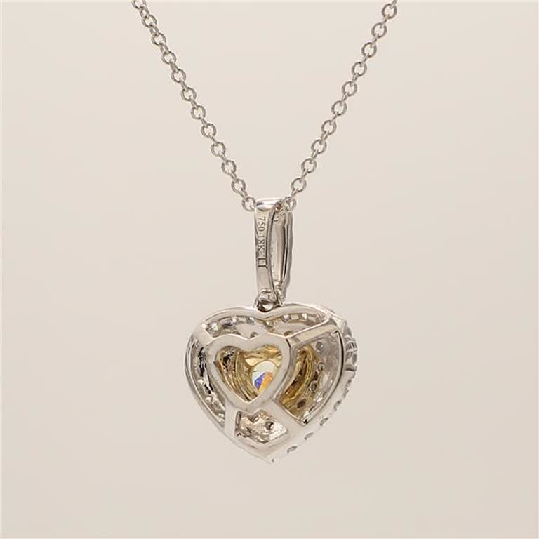 Natural Yellow Heart-Shape and White Diamond .86 Carat TW Gold Drop Pendant