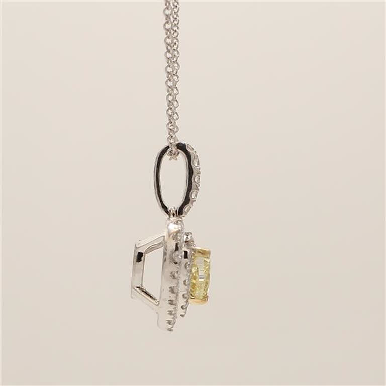 Natural Yellow Heart-Shape and White Diamond .86 Carat TW Gold Drop Pendant