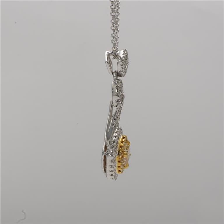 Natural Yellow Cushion and White Diamond .97 Carat TW Gold Drop Pendant