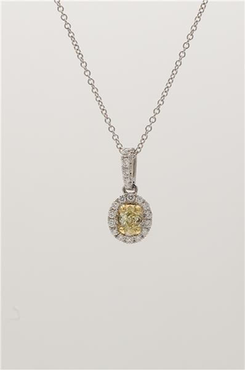 Natural Yellow Oval and White Diamond .62 Carat TW Gold Drop Pendant