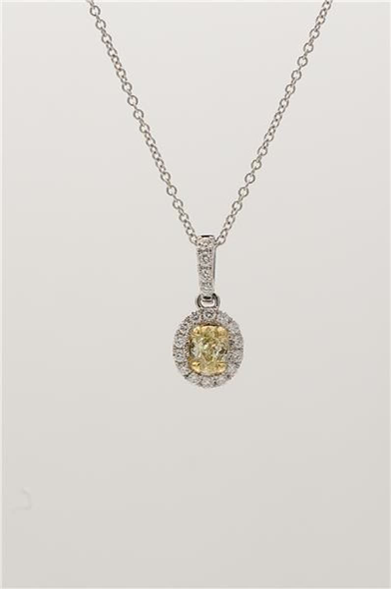 Natural Yellow Oval and White Diamond .62 Carat TW Gold Drop Pendant