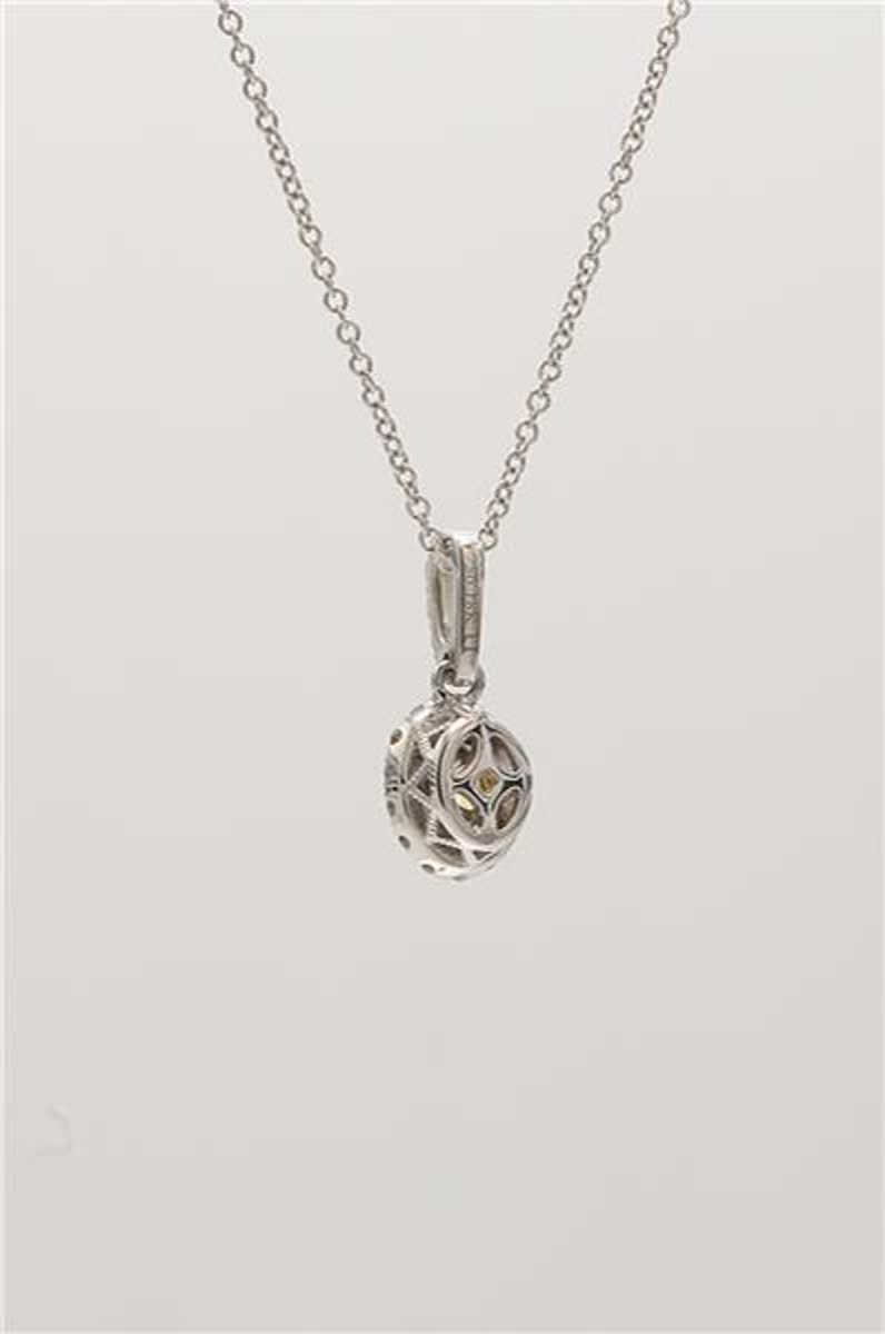 Natural Yellow Oval and White Diamond .62 Carat TW Gold Drop Pendant