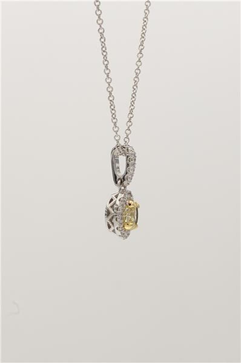 Natural Yellow Oval and White Diamond .62 Carat TW Gold Drop Pendant