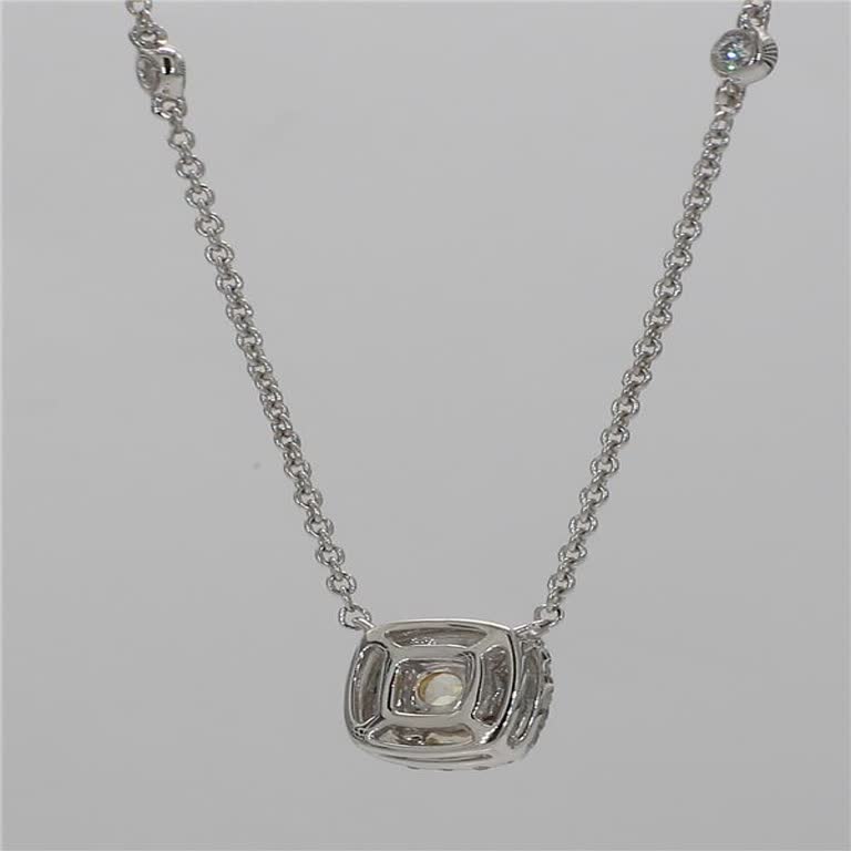 Natural Yellow Cushion and White Diamond .61 Carat TW Yellow Gold Drop Pendant
