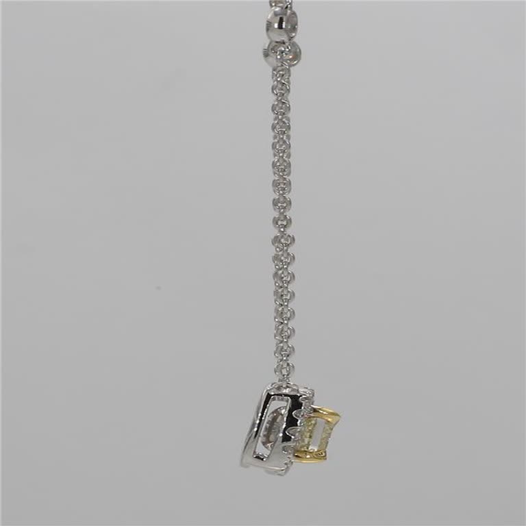 Natural Yellow Cushion and White Diamond .61 Carat TW Yellow Gold Drop Pendant