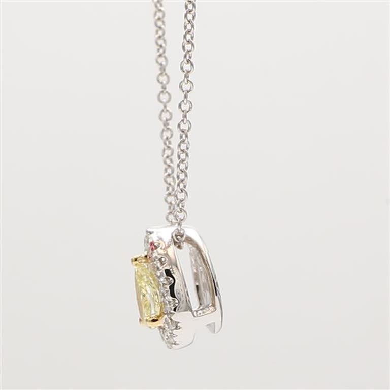 Natural Yellow Pear and White Diamond .41 Carat TW Gold Drop Pendant