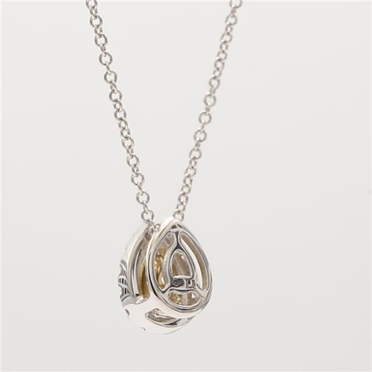 Natural Yellow Pear and White Diamond .41 Carat TW Gold Drop Pendant