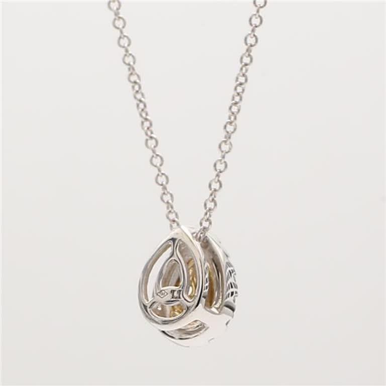 Natural Yellow Pear and White Diamond .41 Carat TW Gold Drop Pendant