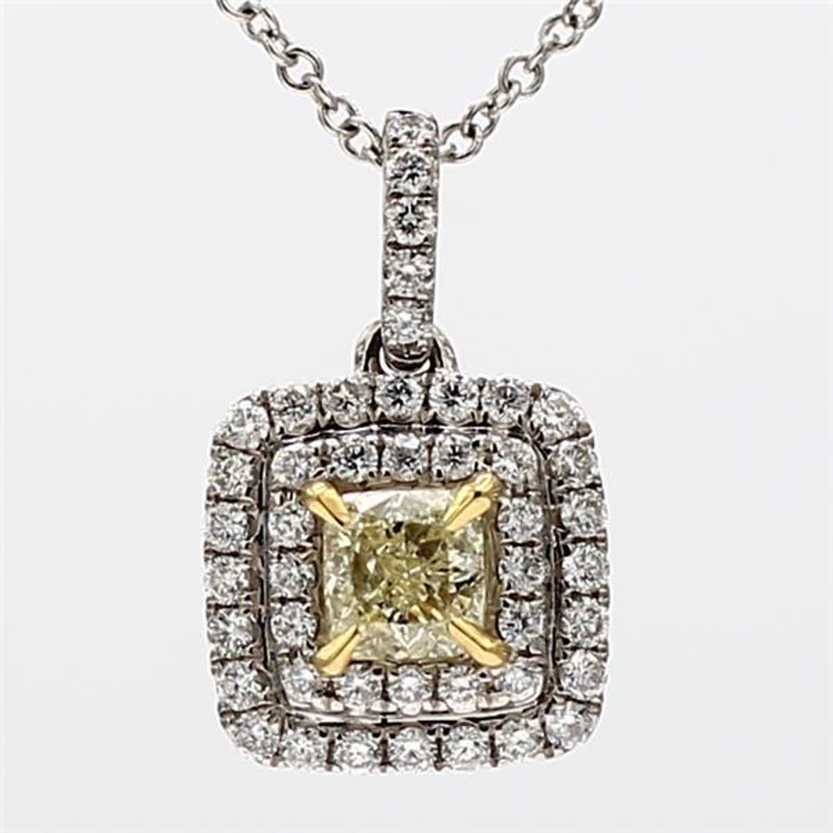 Natural Yellow Radiant and White Diamond .44 Carat TW Gold Drop Pendant
