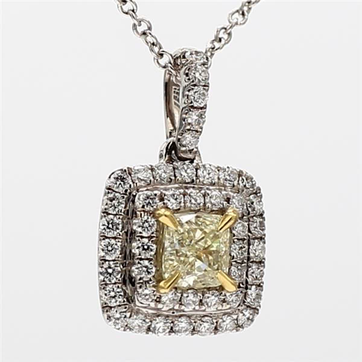 Natural Yellow Radiant and White Diamond .44 Carat TW Gold Drop Pendant