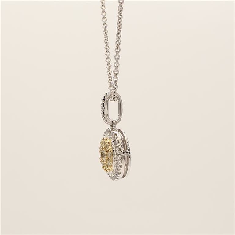 Natural Yellow Round and White Diamond .32 Carat TW Gold Cluster Pendant