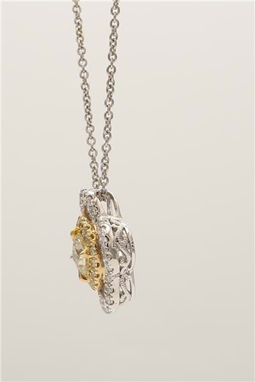 Natural Yellow Cushion and White Diamond .94 Carat TW Gold Drop Pendant