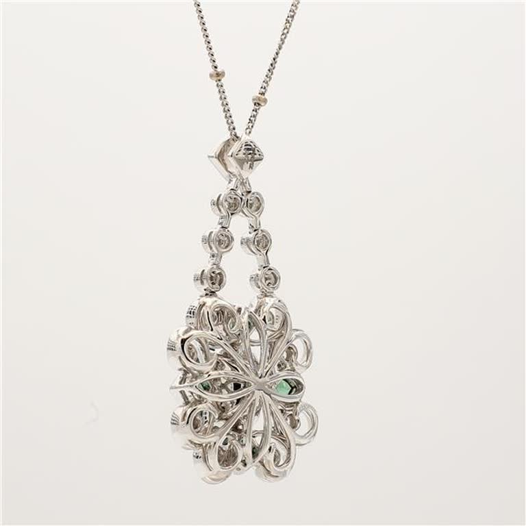 Natural Green Cushion Tourmaline and White Diamond 4.29 Carat TW Gold Pendant