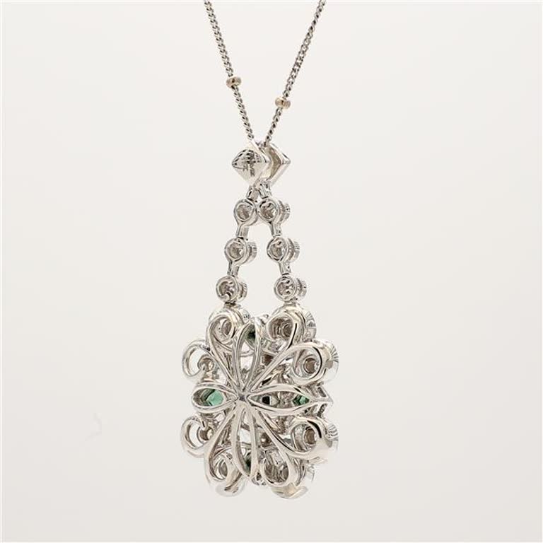 Natural Green Cushion Tourmaline and White Diamond 4.29 Carat TW Gold Pendant