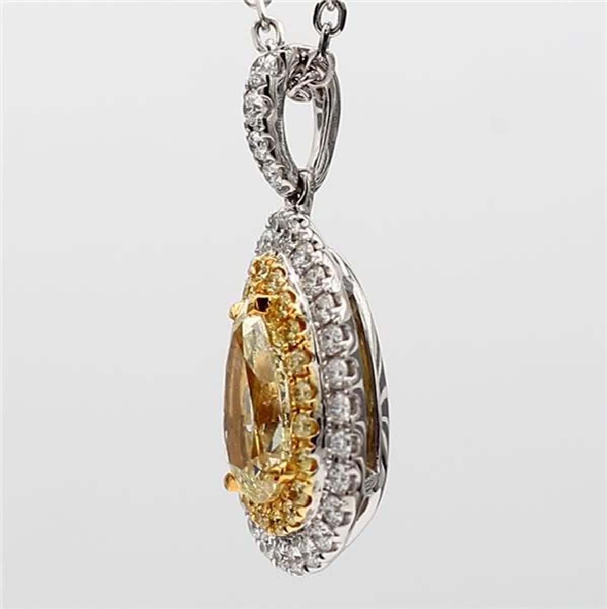 GIA Certified Natural Yellow Pear and White Diamond 1.51 Carat TW Gold Pendant