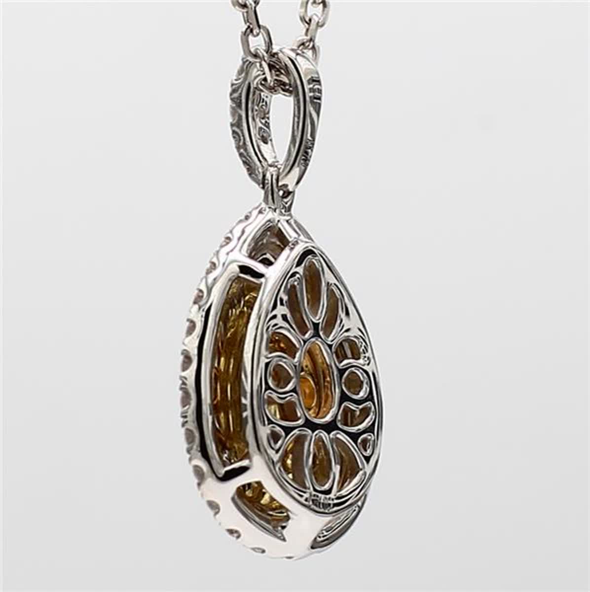 GIA Certified Natural Yellow Pear and White Diamond 1.51 Carat TW Gold Pendant