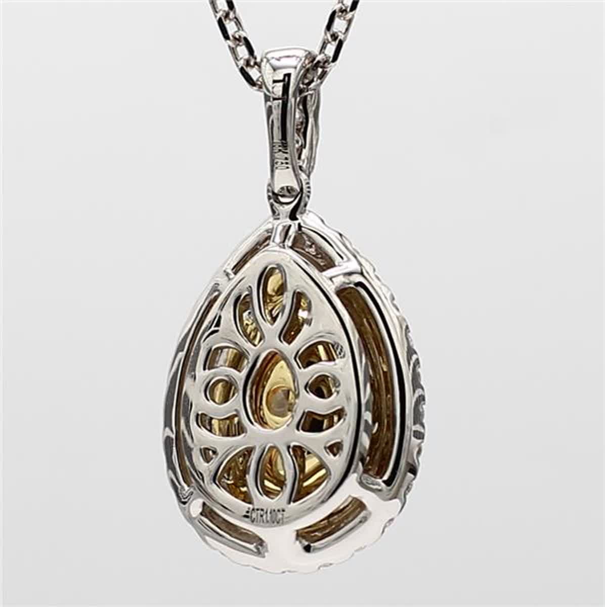 GIA Certified Natural Yellow Pear and White Diamond 1.51 Carat TW Gold Pendant