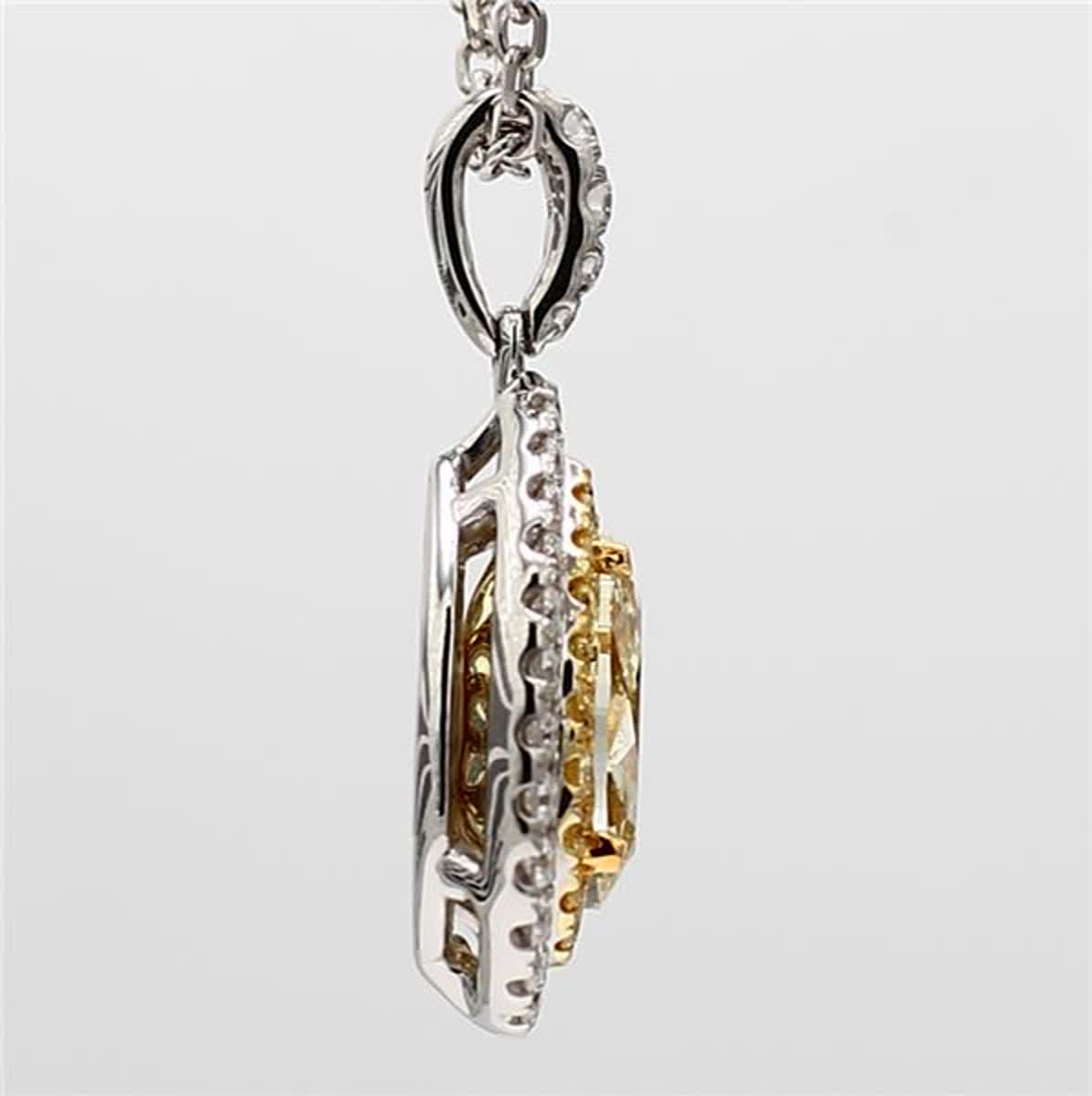 GIA Certified Natural Yellow Pear and White Diamond 1.51 Carat TW Gold Pendant
