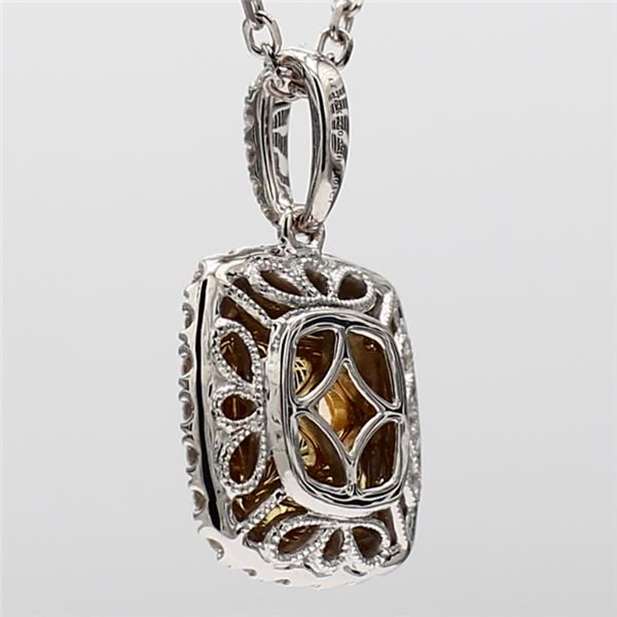 GIA Certified Natural Yellow Cushion and White Diamond 1.40 Carat TW Gold Pendant