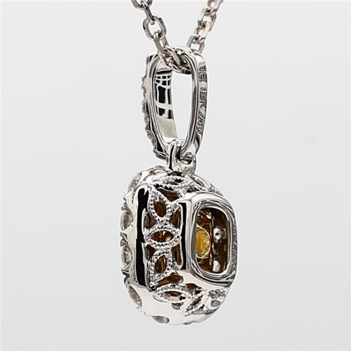 GIA Certified Natural Yellow Cushion and White Diamond 1.46 CT TW Gold Pendant