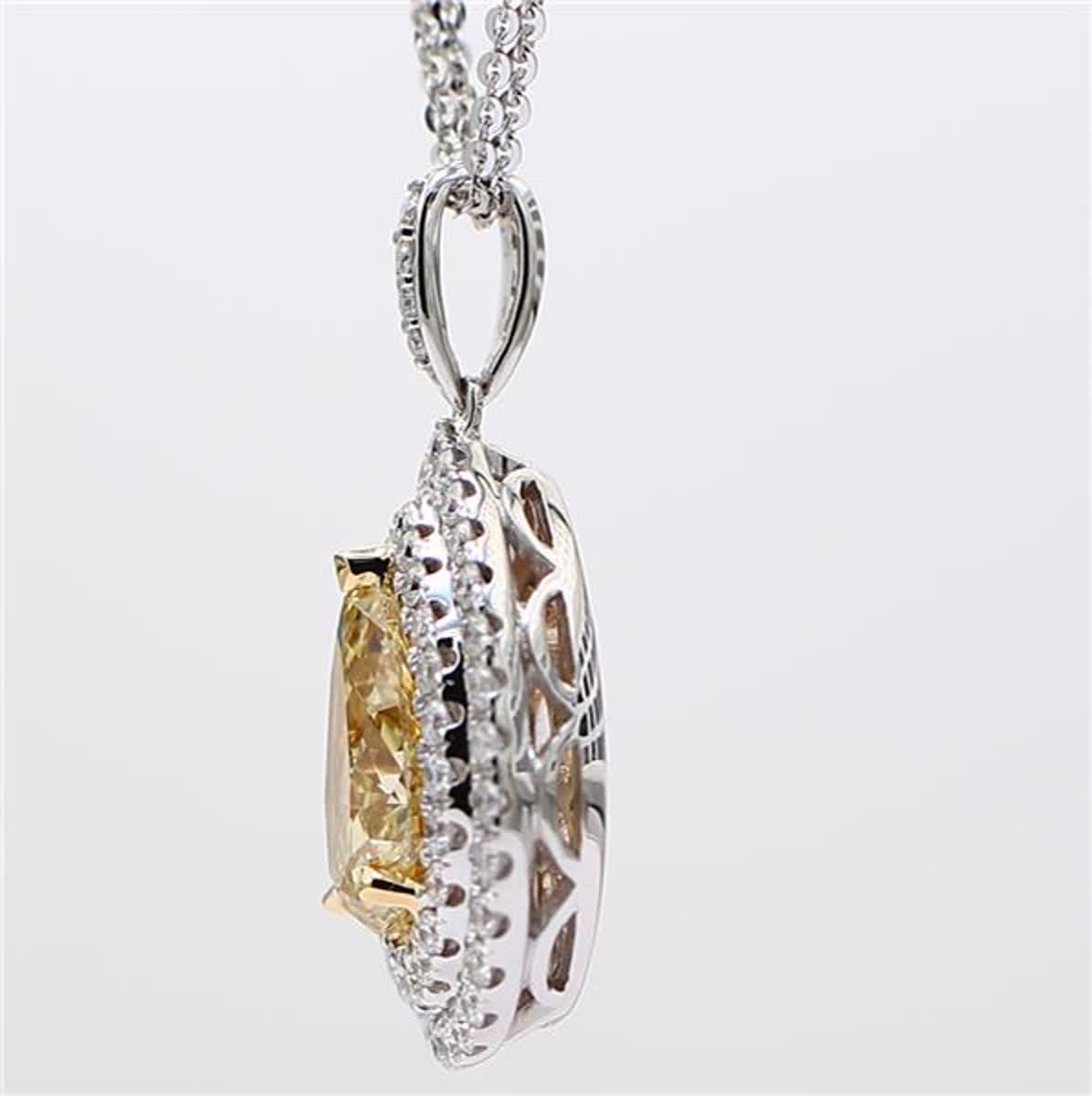 GIA Certified Natural Yellow Pear and White Diamond 3.29 Carat TW Gold Pendant