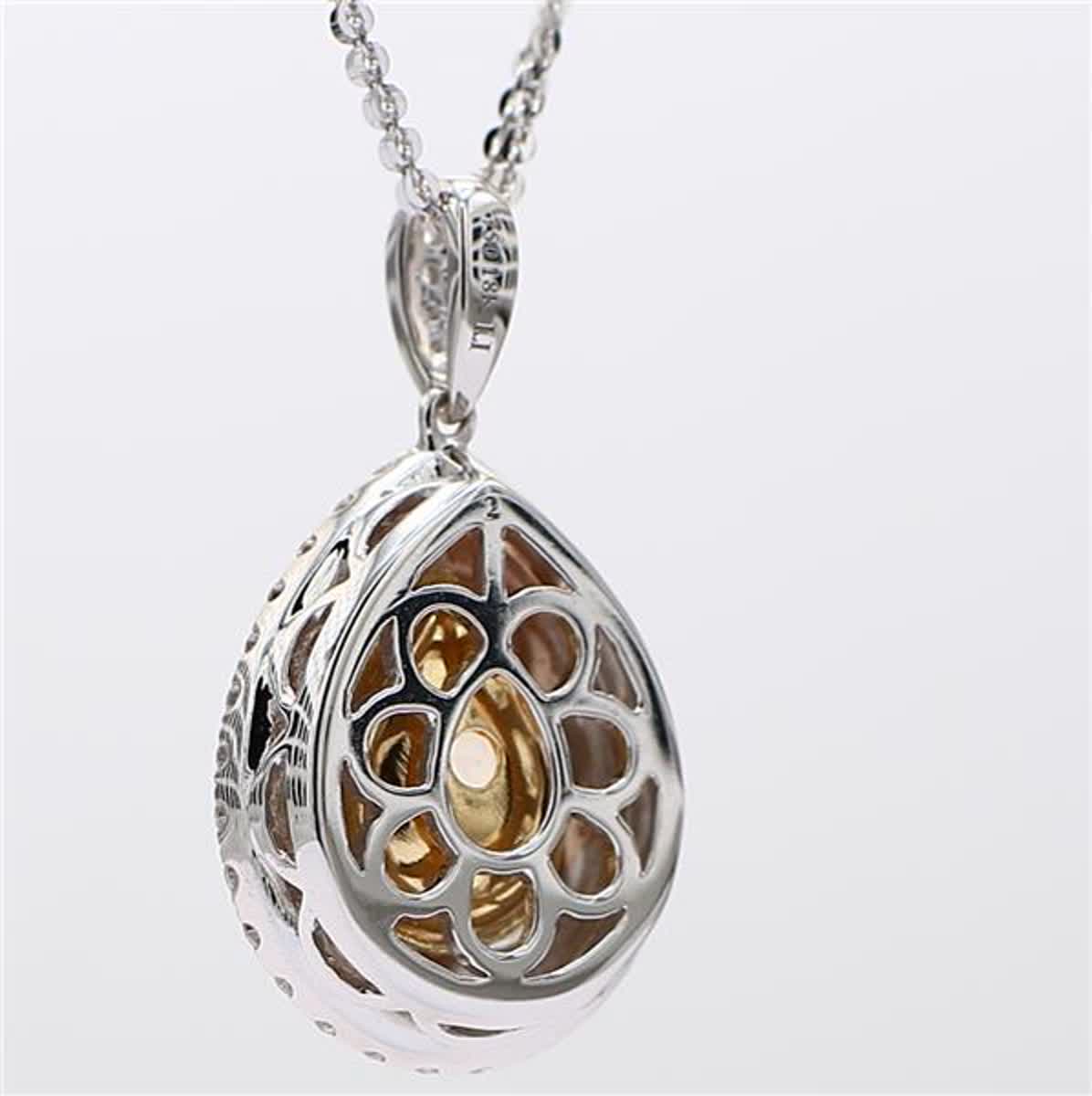 GIA Certified Natural Yellow Pear and White Diamond 3.29 Carat TW Gold Pendant