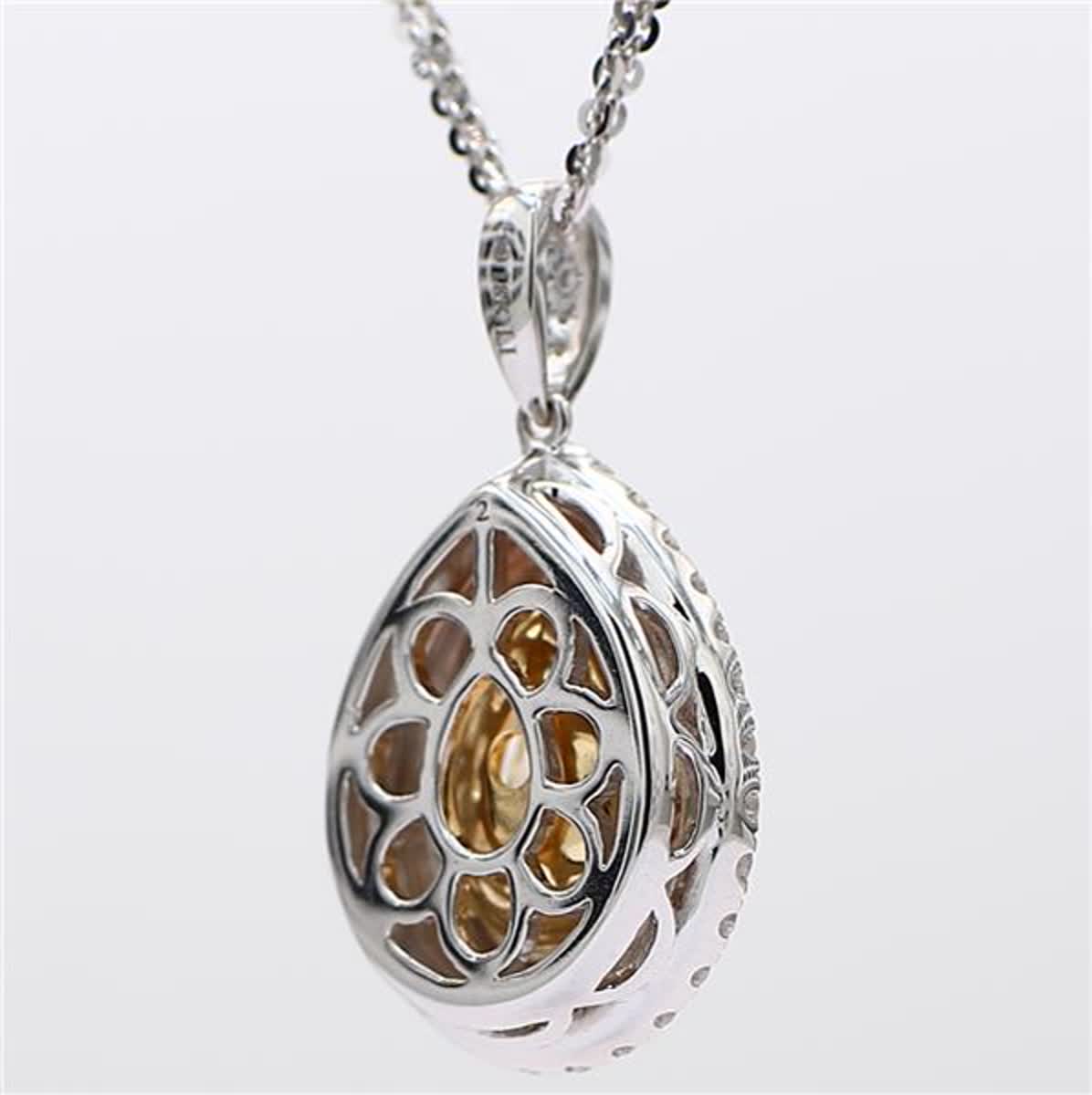 GIA Certified Natural Yellow Pear and White Diamond 3.29 Carat TW Gold Pendant