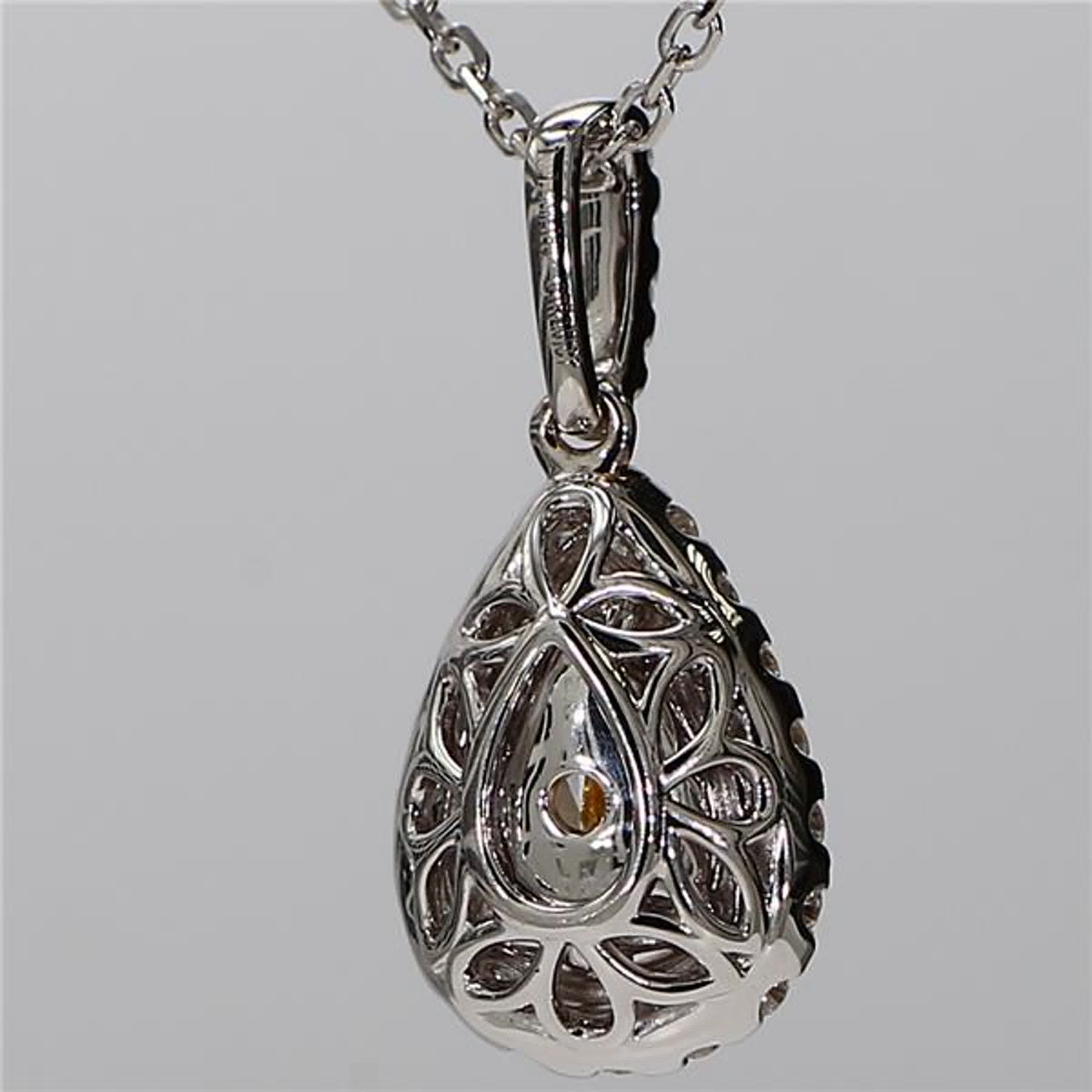 GIA Certified Natural Yellow Pear and White Diamond 2.47 Carat TW Gold Pendant