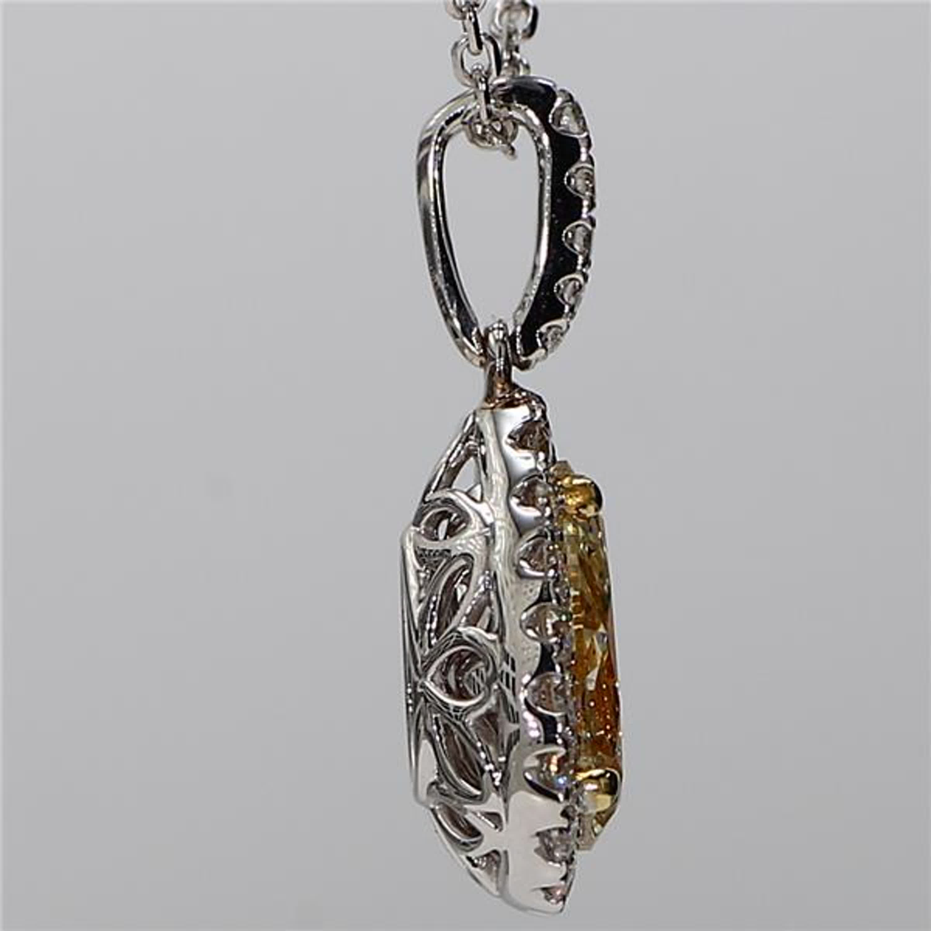 GIA Certified Natural Yellow Pear and White Diamond 2.47 Carat TW Gold Pendant