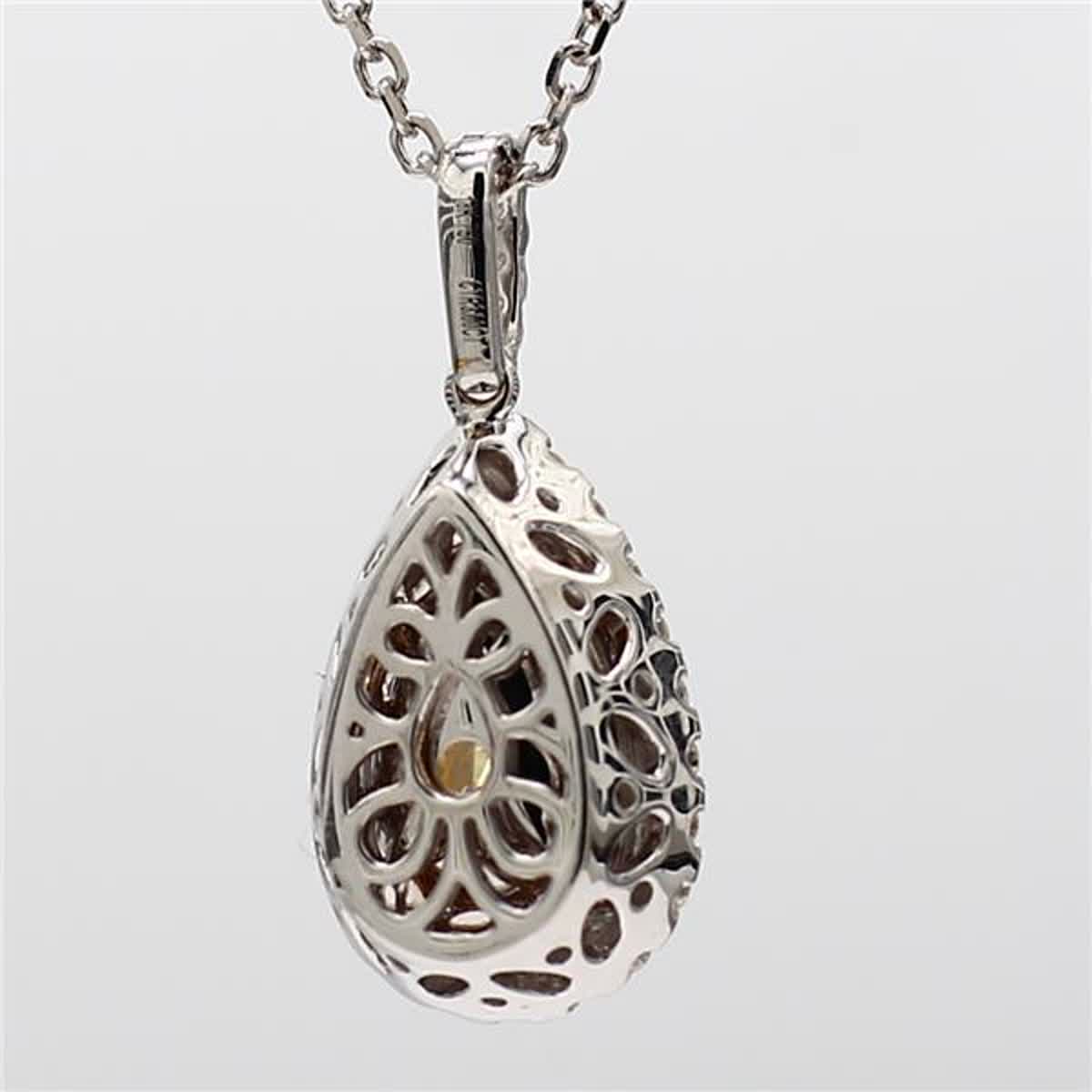 GIA Certified Natural Yellow Pear and White Diamond 3.32 Carat TW Gold Pendant