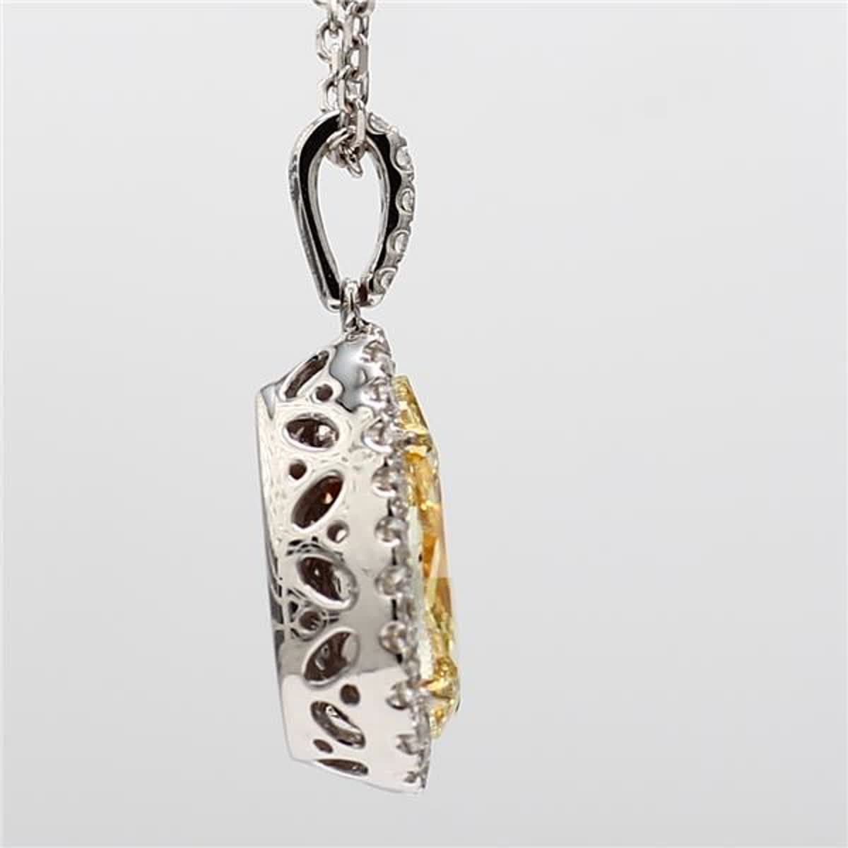 GIA Certified Natural Yellow Pear and White Diamond 3.32 Carat TW Gold Pendant
