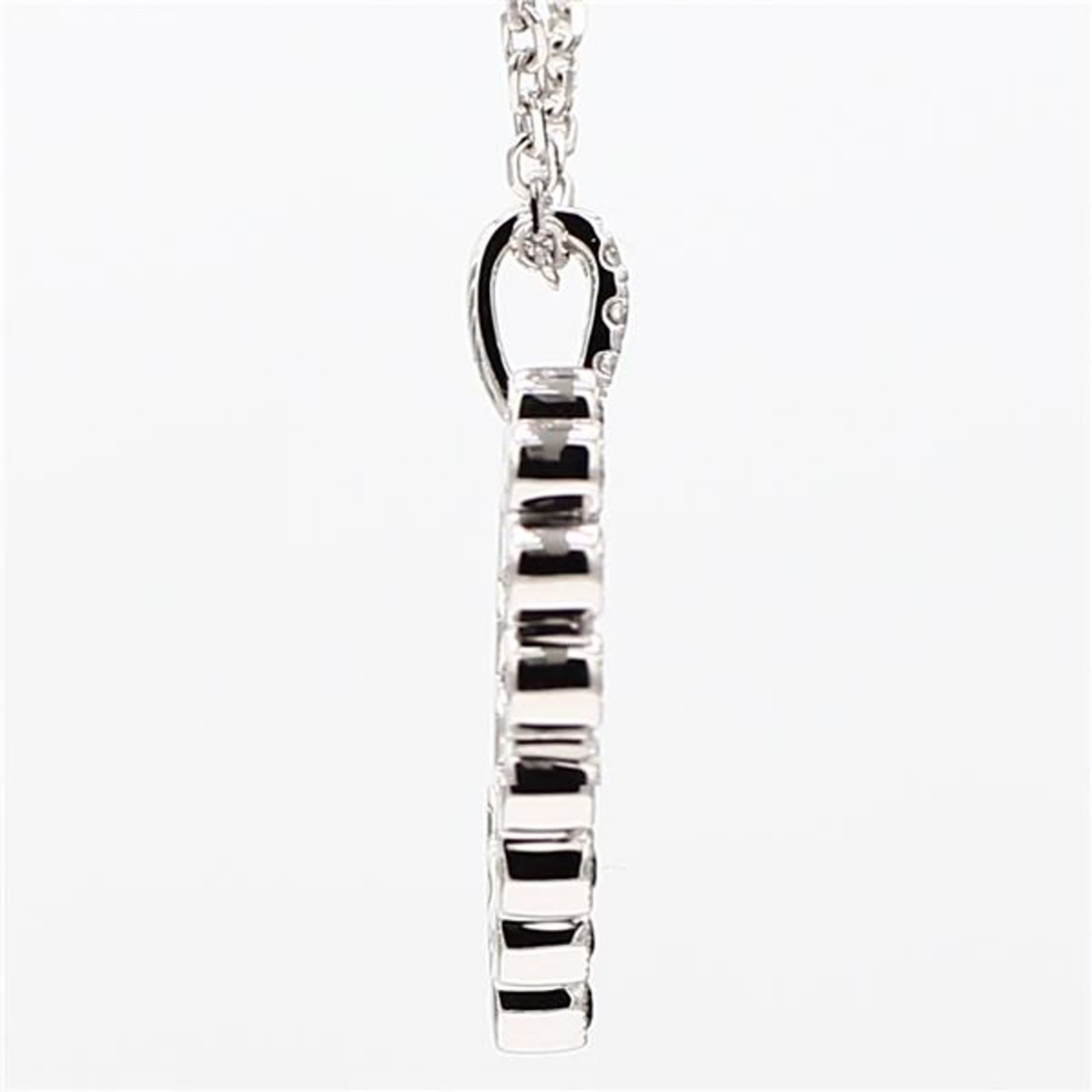 Natural Blue Round Sapphire and White Diamond .37 Carat TW White Gold Pendant