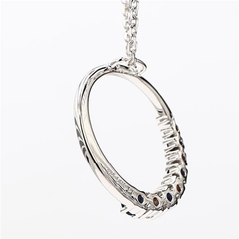 Natural Blue Round Sapphire and White Diamond .38 Carat TW White Gold Pendant