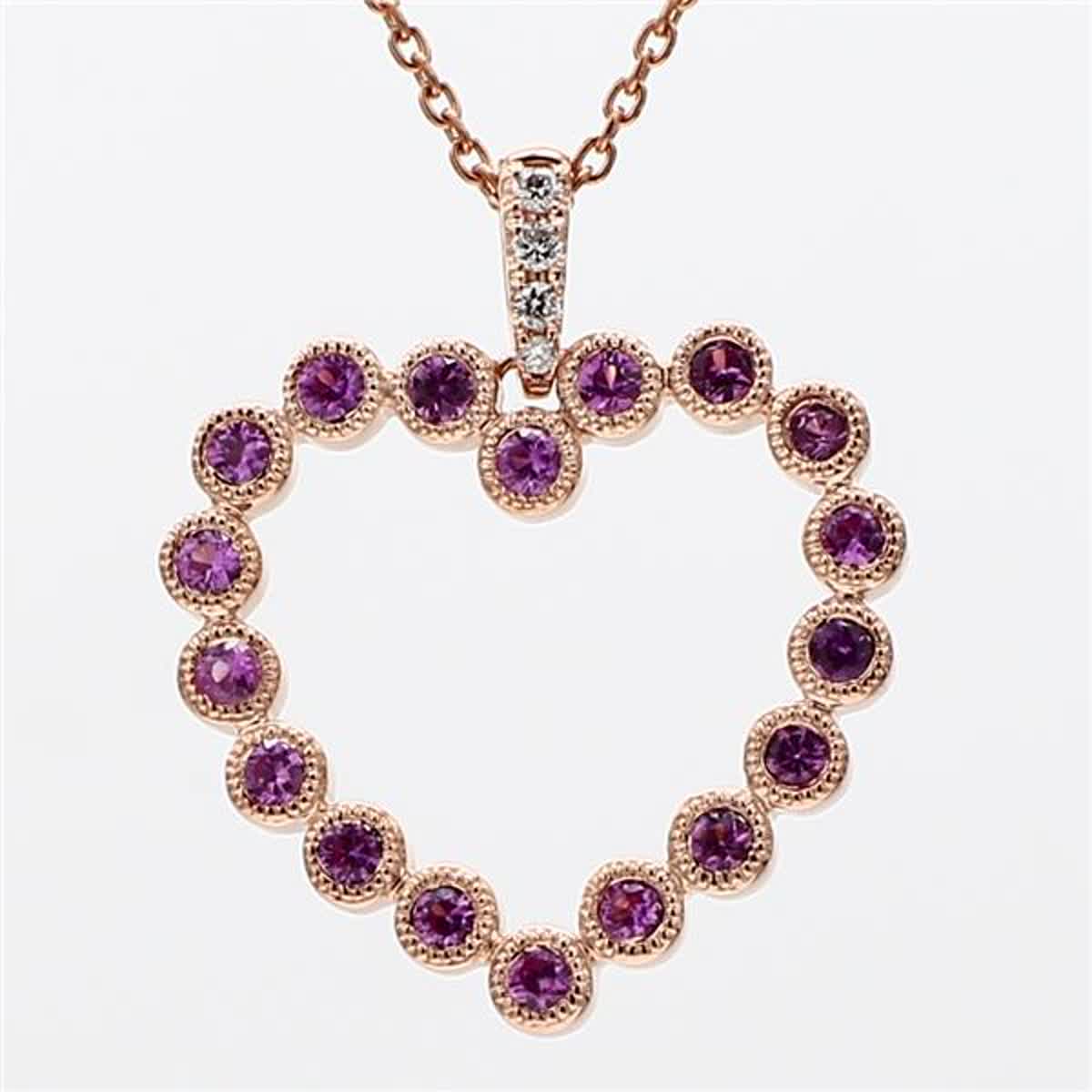 Natural Round Red Ruby and White Diamond .34 Carat TW Rose Gold Drop Pendant