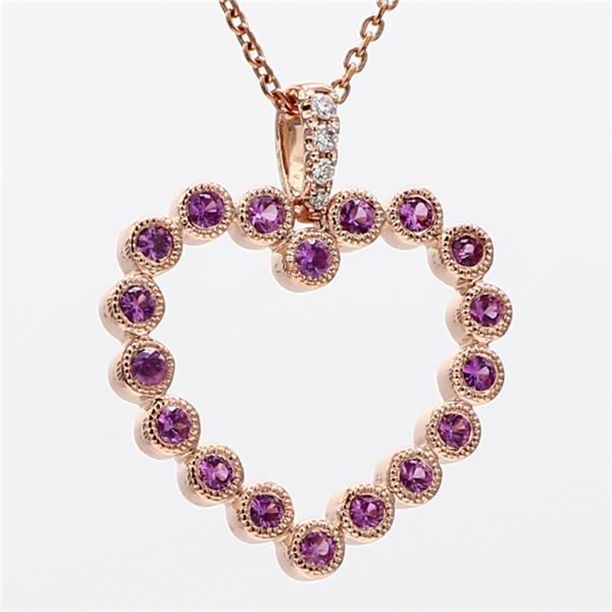 Natural Round Red Ruby and White Diamond .34 Carat TW Rose Gold Drop Pendant