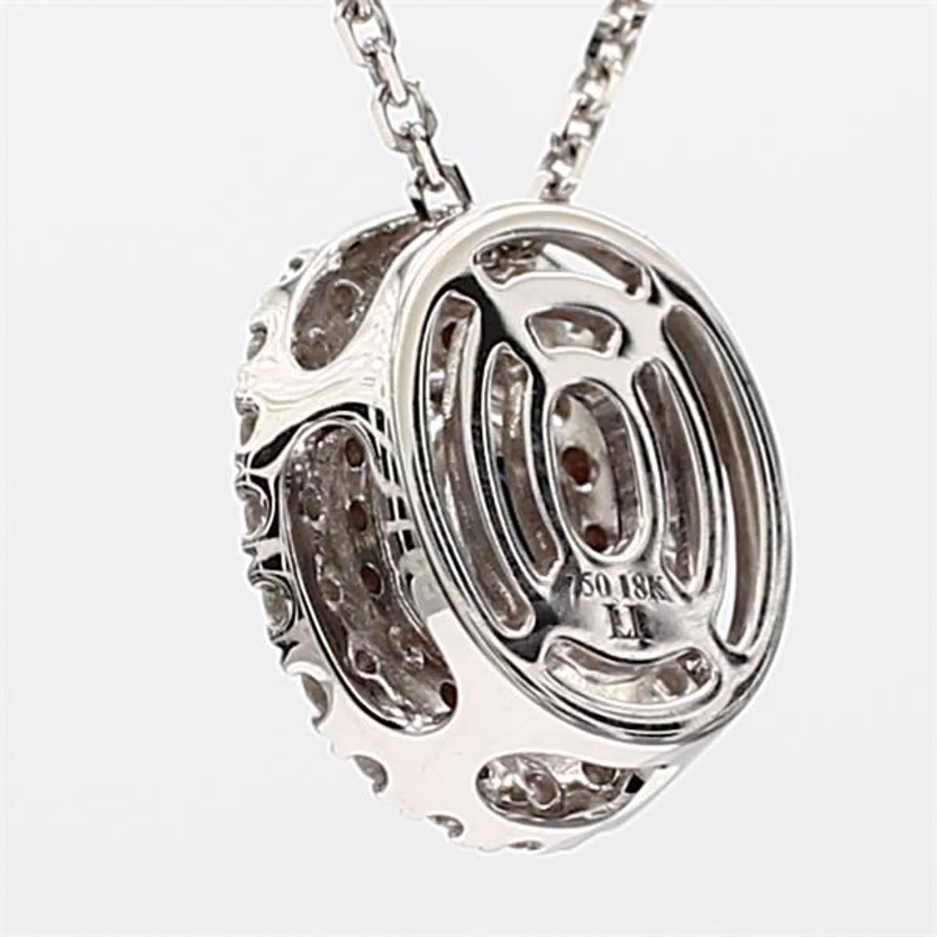 Natural Blue Oval Sapphire and White Diamond .67 Carat TW White Gold Pendant