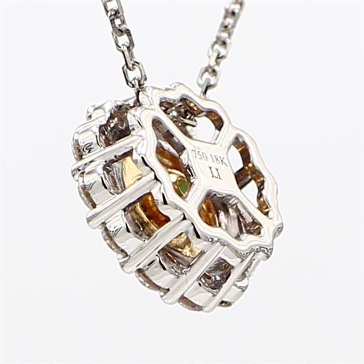 Natural Round Emerald and White Diamond .59 Carat TW Gold Drop Pendant