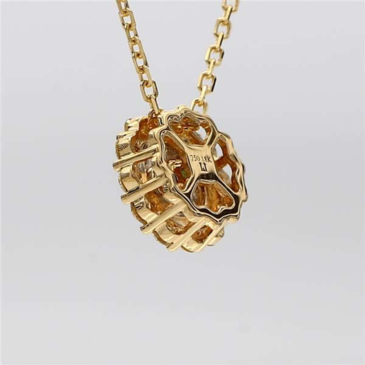 Natural Round Emerald and White Diamond .65 Carat TW Gold Drop Pendant