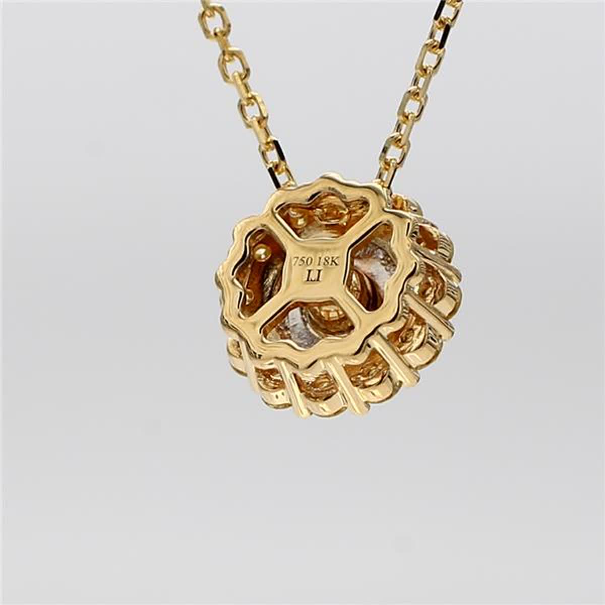 Natural Round Emerald and White Diamond .65 Carat TW Gold Drop Pendant