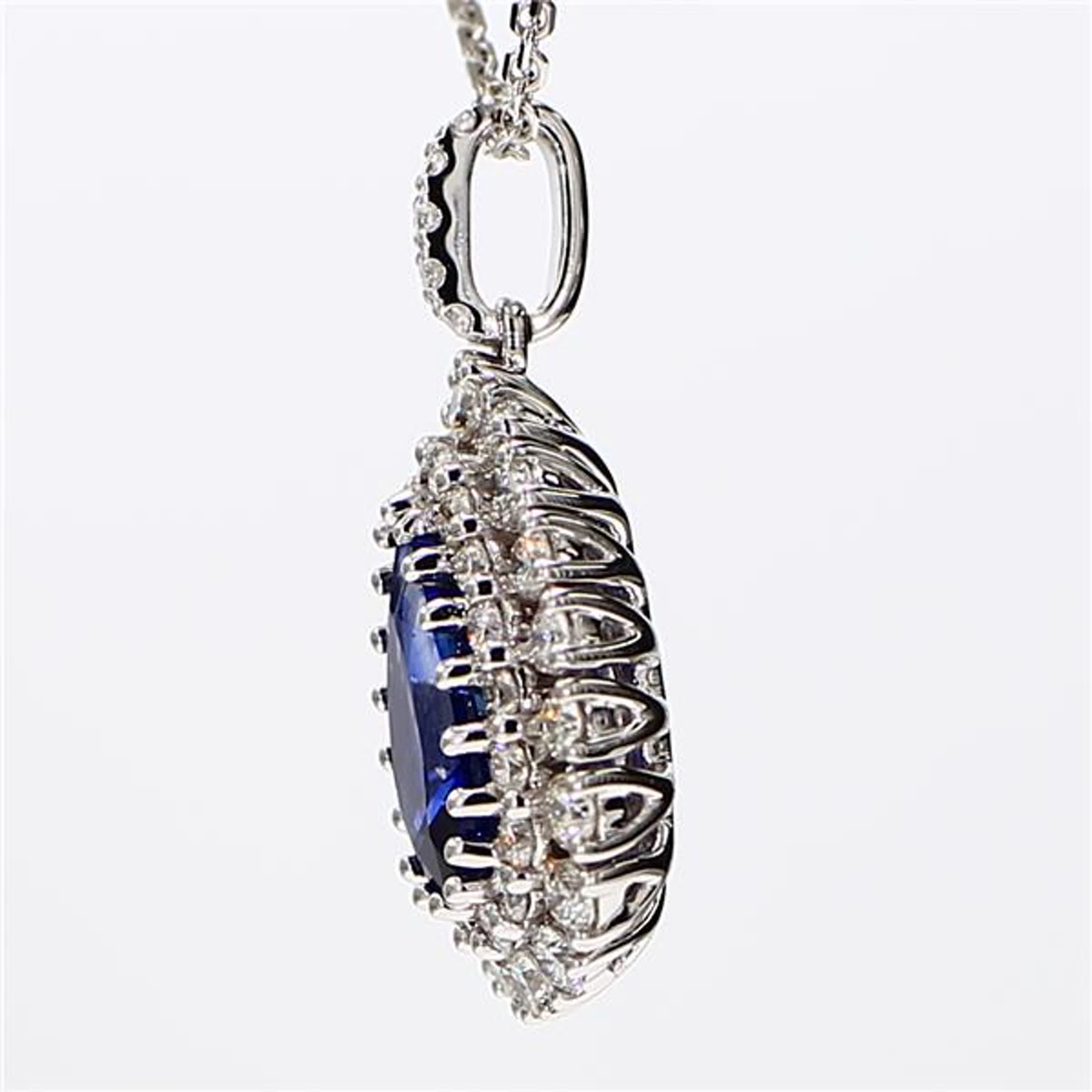 Natural Blue Pear Sapphire and White Diamond 2.01 Carat TW White Gold Pendant