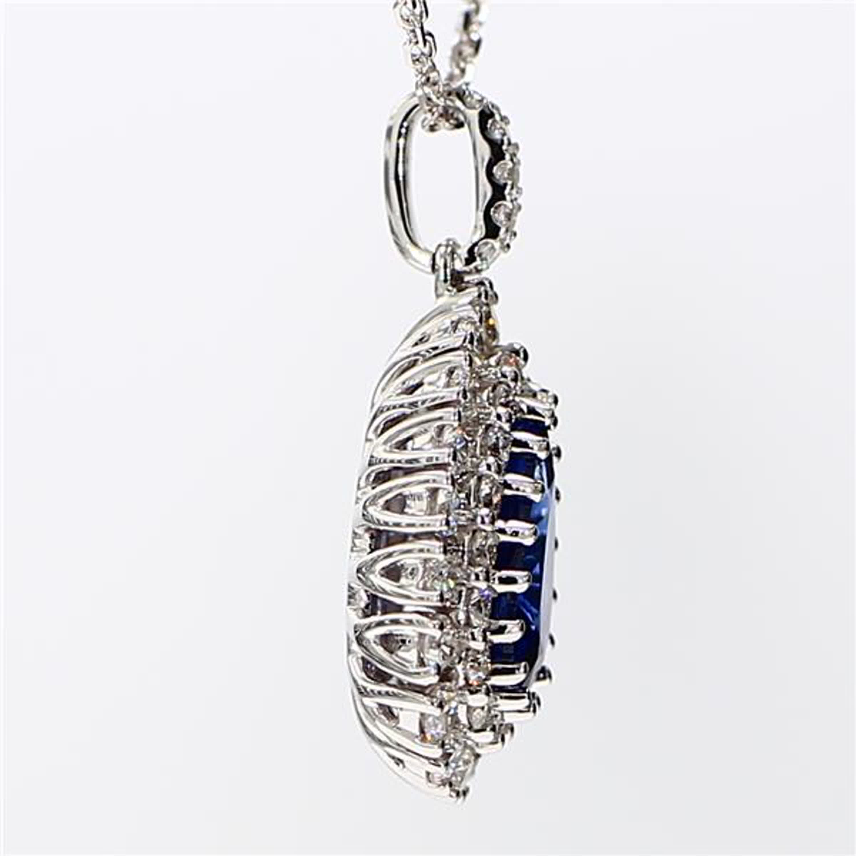 Natural Blue Pear Sapphire and White Diamond 2.01 Carat TW White Gold Pendant